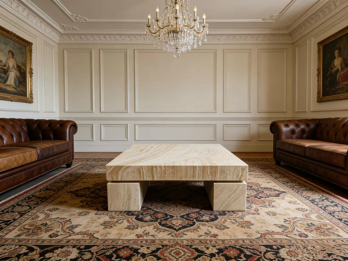 Luxury Square Natural Marble Coffee Table Modern Italian Style for Villa