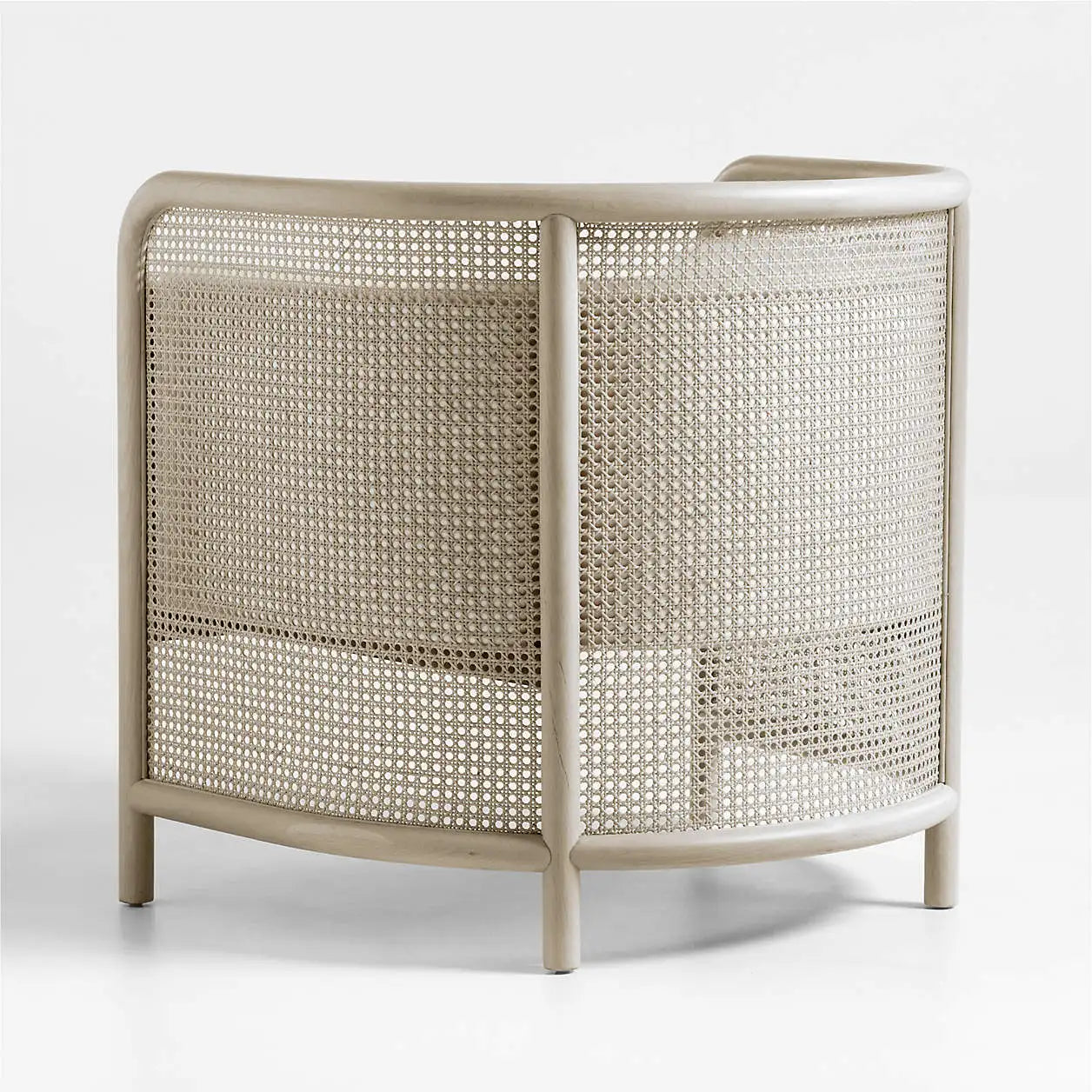 Barrel Chair – Cane Back Accent Chair in White Wash Oak Statement Piece