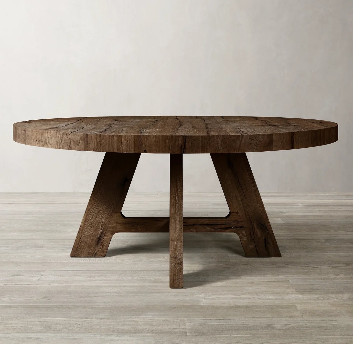 Davos Oak Round Dining Table – French Contemporary Solid Wood | 1600803445186