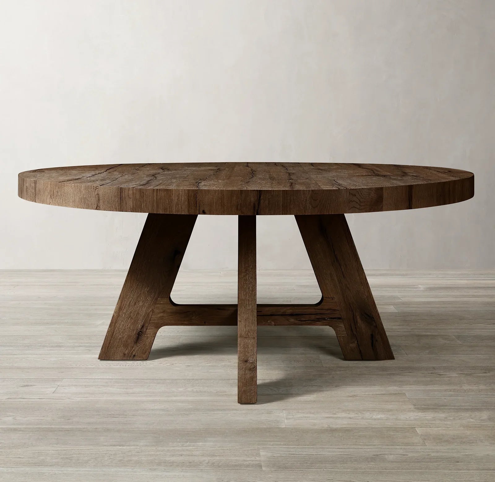 Davos Oak Round Dining Table – French Contemporary Solid Wood | 1600803445186
