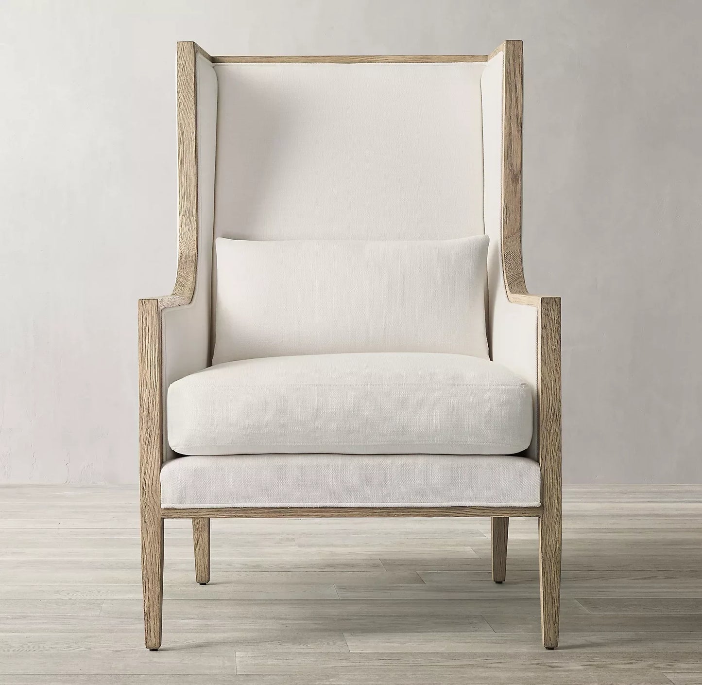 French Contemporary Wingback Armchair – Slope Arm Design with Oak Frame | 103338432029