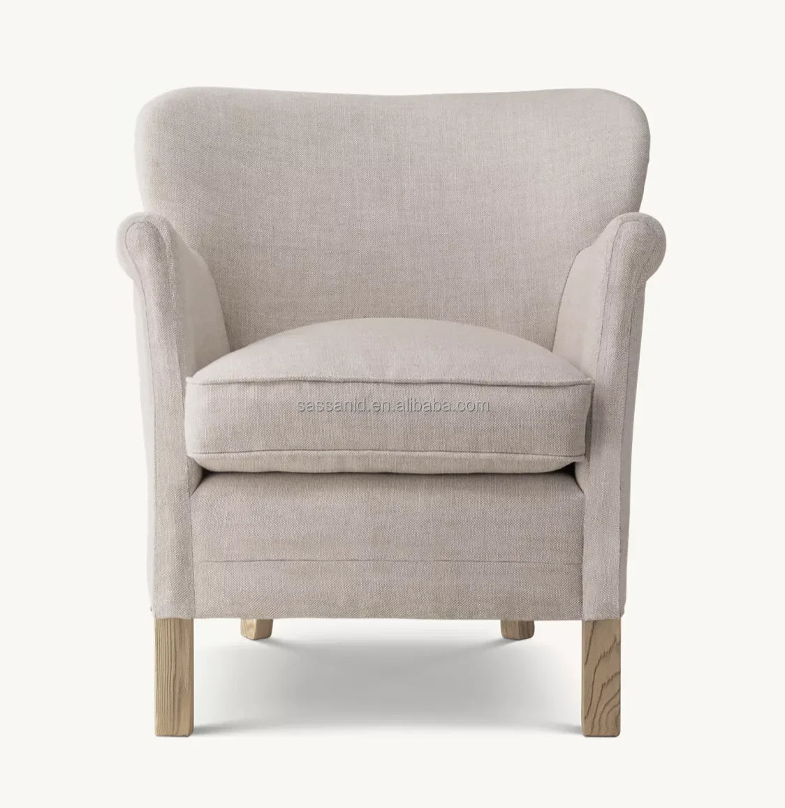 Danish Modern Accent Chair – Linen & Oak Statement Piece