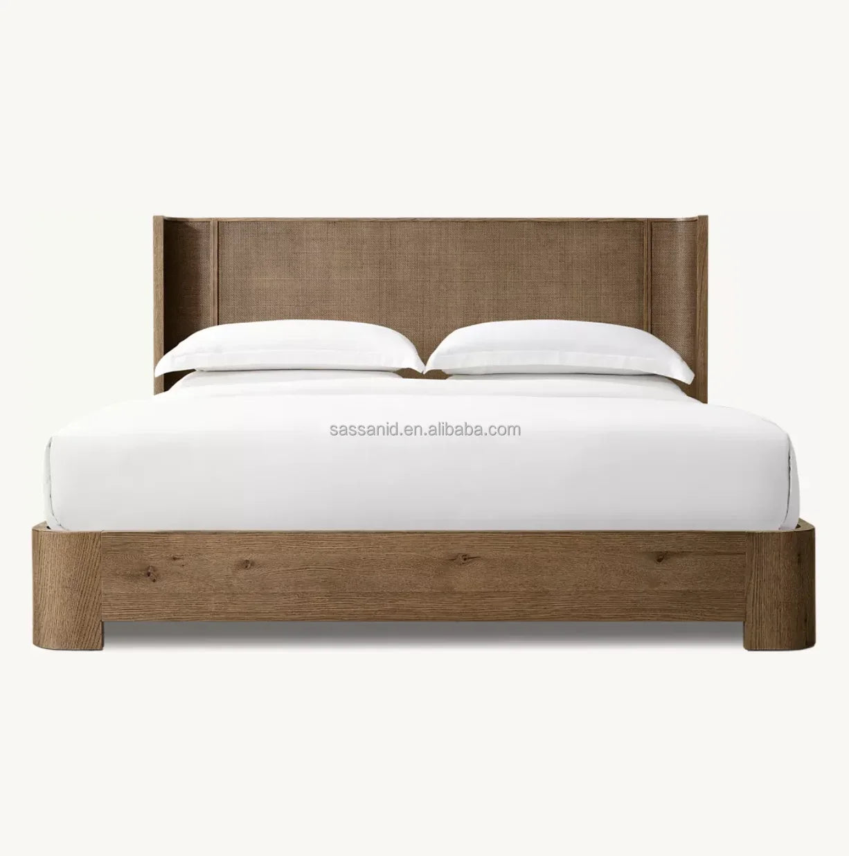 Mizu Shelter Platform Bed – Sculptural Upholstered Oak Frame Statement Piece