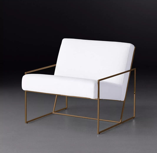 Modern Geometric Lounge Chair – Linen Upholstery Re Home Statement Piece