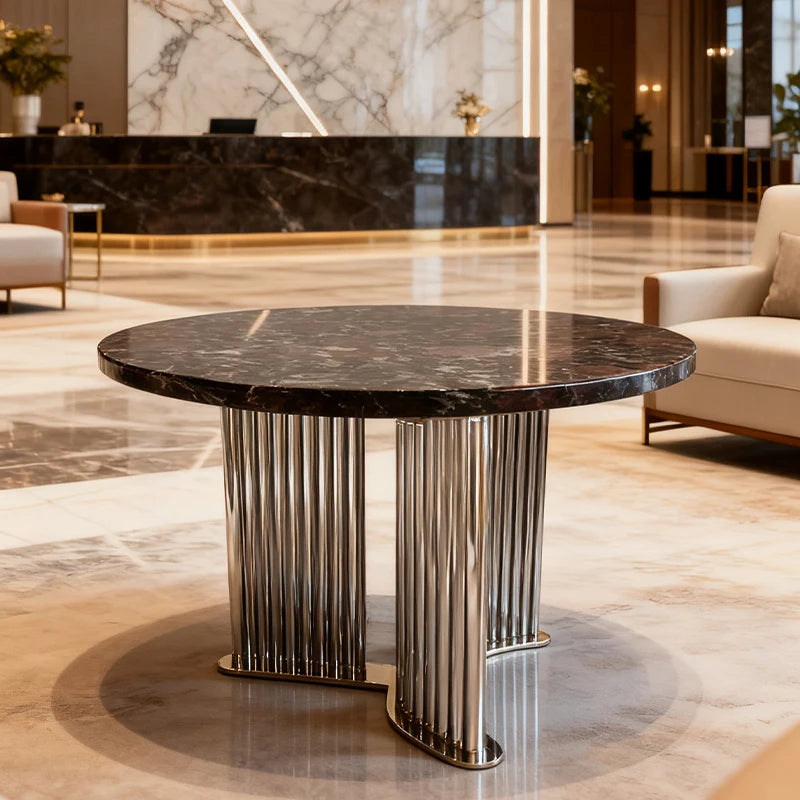 Luxury Round Natural Marble Coffee Table Modern Italian Style for Villa