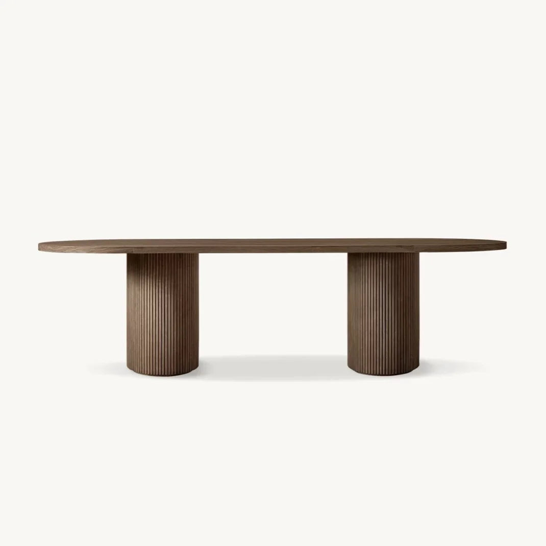 Byron Column Dining Table – French Art Deco Oak Statement Piece