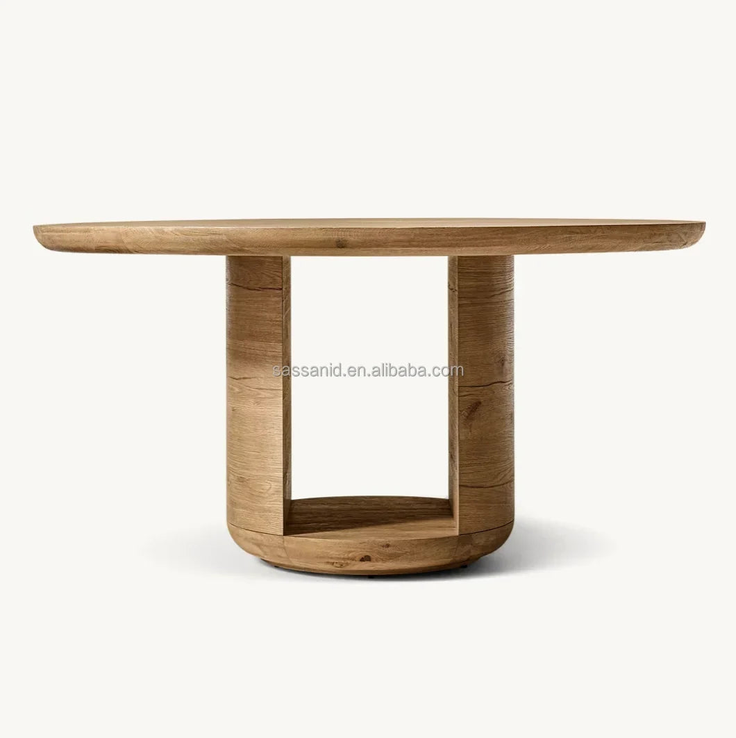 Bora Round Dining Table – Architectural Solid Oak Statement Piece