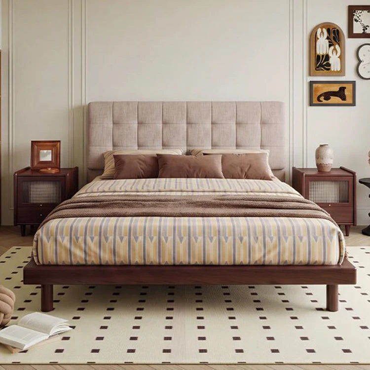 Luxury YZ-G435# Solid Walnut Wood Bed Frame Modern Italian Style for Villa