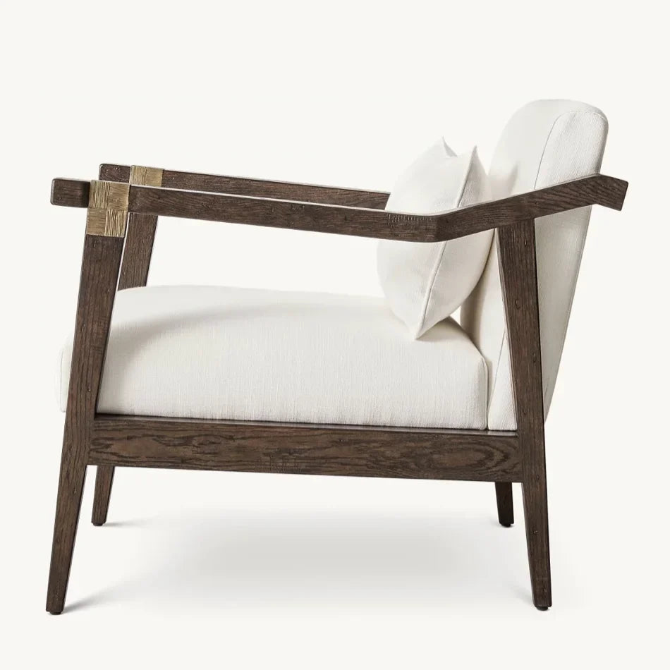 Clift Accent Chair – Mid-Century Design in Solid Oak and Brass