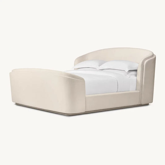Fabric Shelter Bed – Rice White Tufted Modern Design | 85311-455