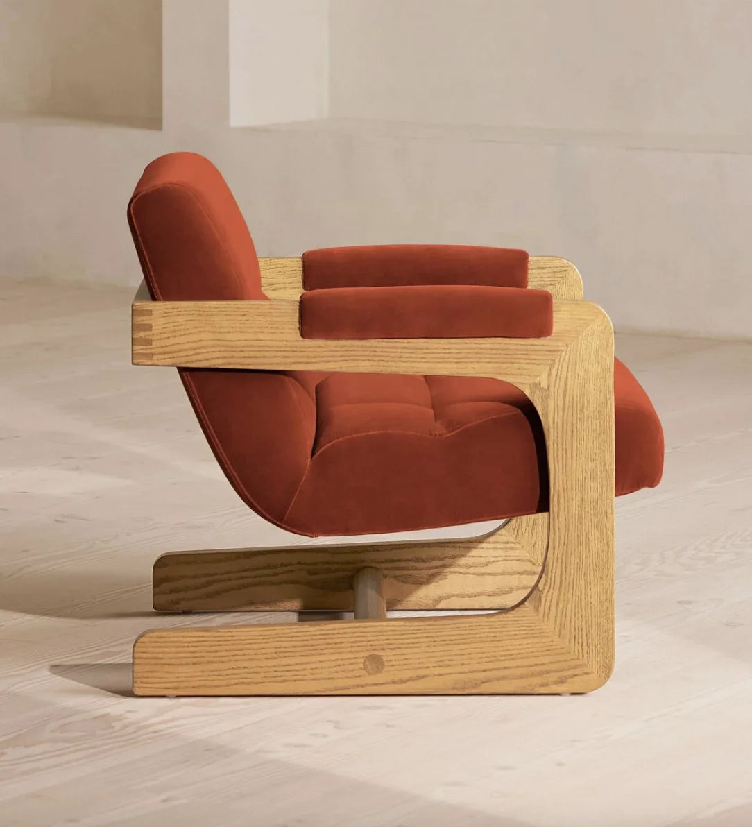 Lara Cantilever Armchair – Modern European Designer Accent Chair in Premium Fabric