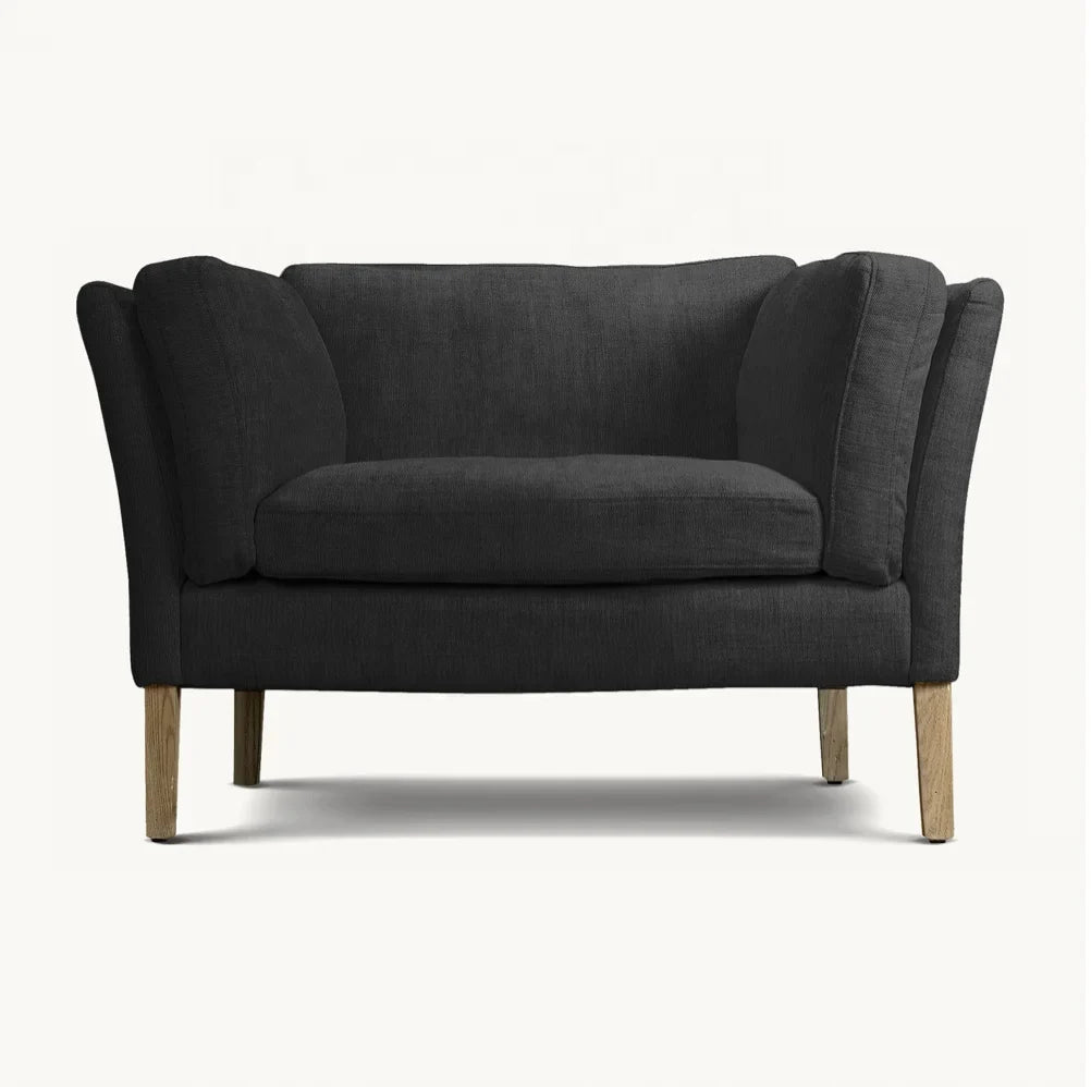 Soren Danish Modern Armchair – Linen Upholstery Solid Oak Statement Piece