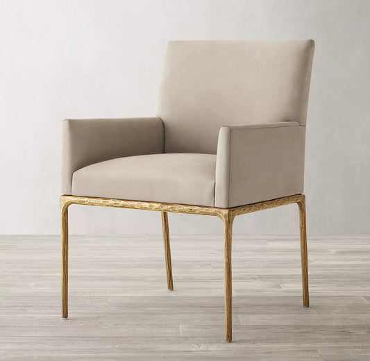 Dining Chair – Artisan Leather and Forged Metal Luxury Piece | 1600610830094