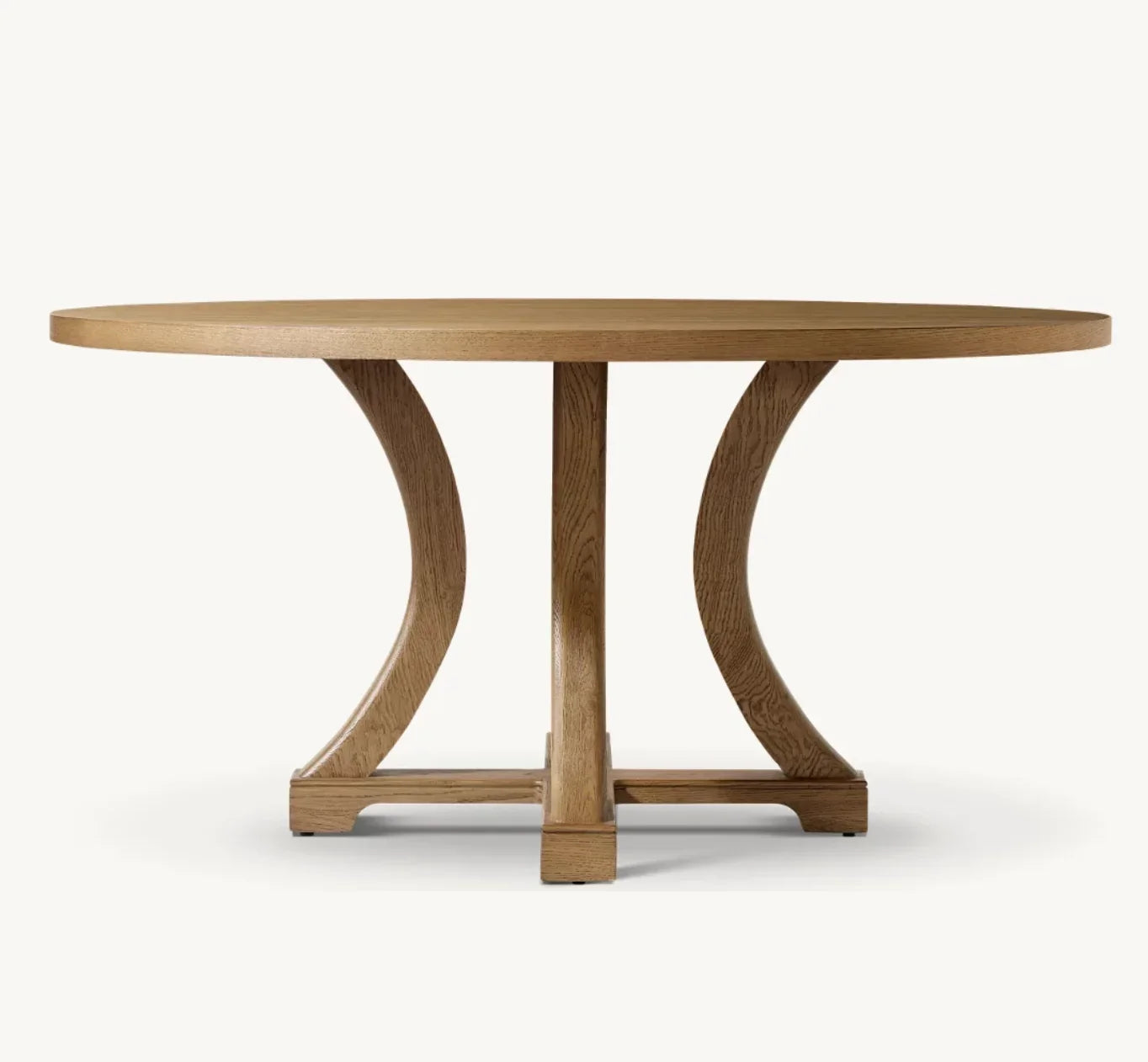 Genevieve Round Dining Table – Wire-brushed European White Oak Mid-century