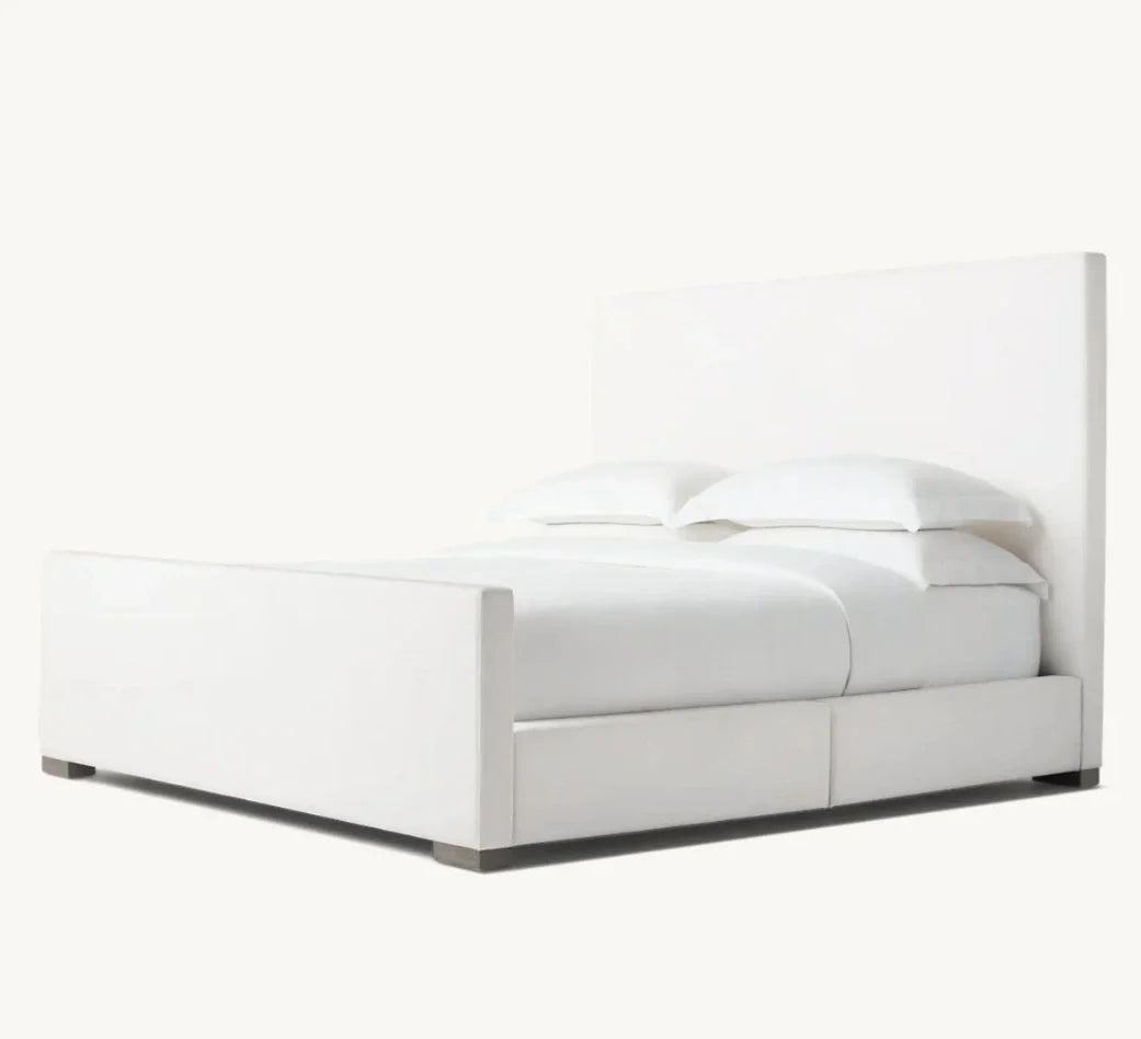 Paris Upholstered Bed – Tufted Slipcovered Headboard, Modena Fabric Modern