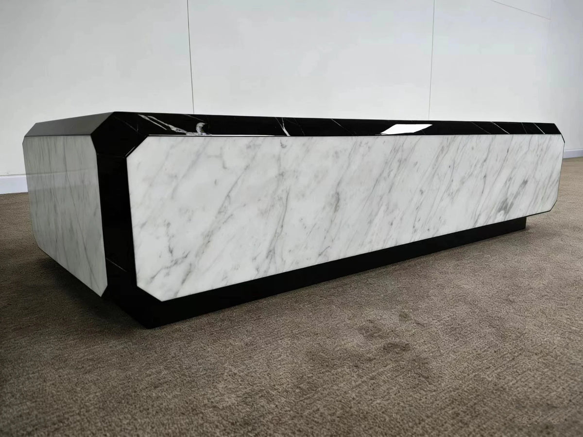 Luxury Carrara White Marble Coffee Table Modern Italian Style for Villa