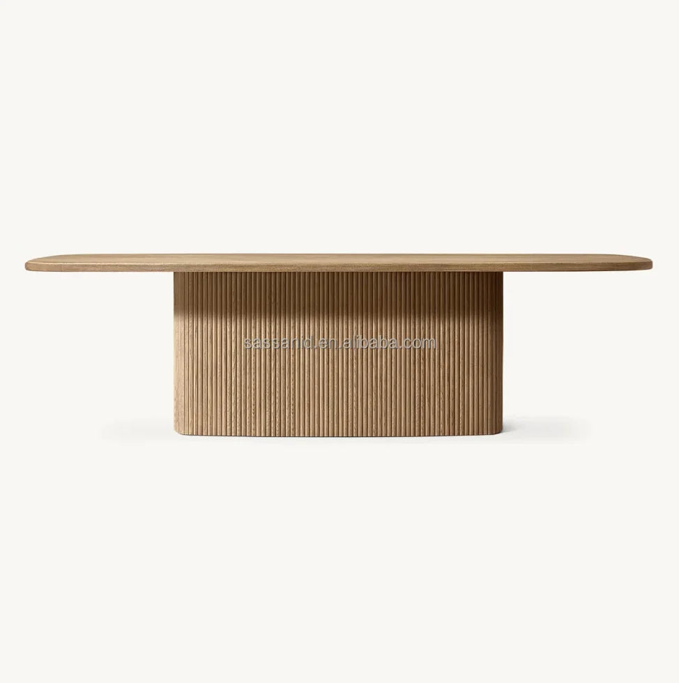 Italian Designer Dining Table – Wire-Brushed Solid Oak Rectangular Statement Piece