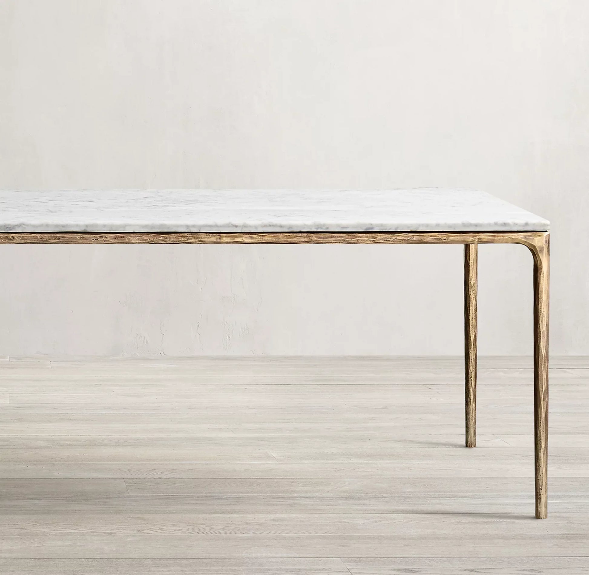 Rectangular Marble Dining Table with Hand Forged Brass Base