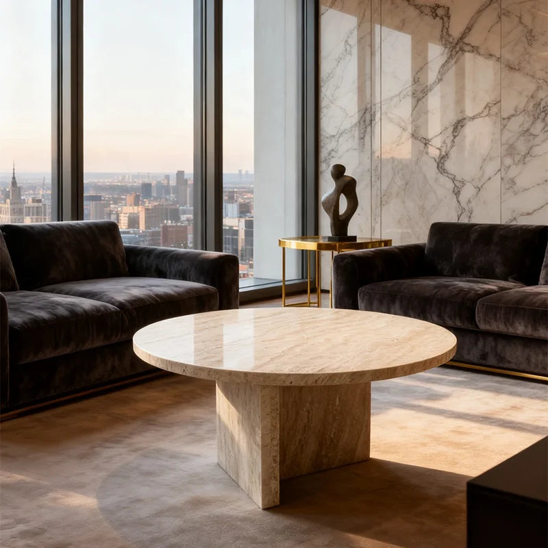 Luxury Round Marble Coffee Table Modern Italian Style for Villa