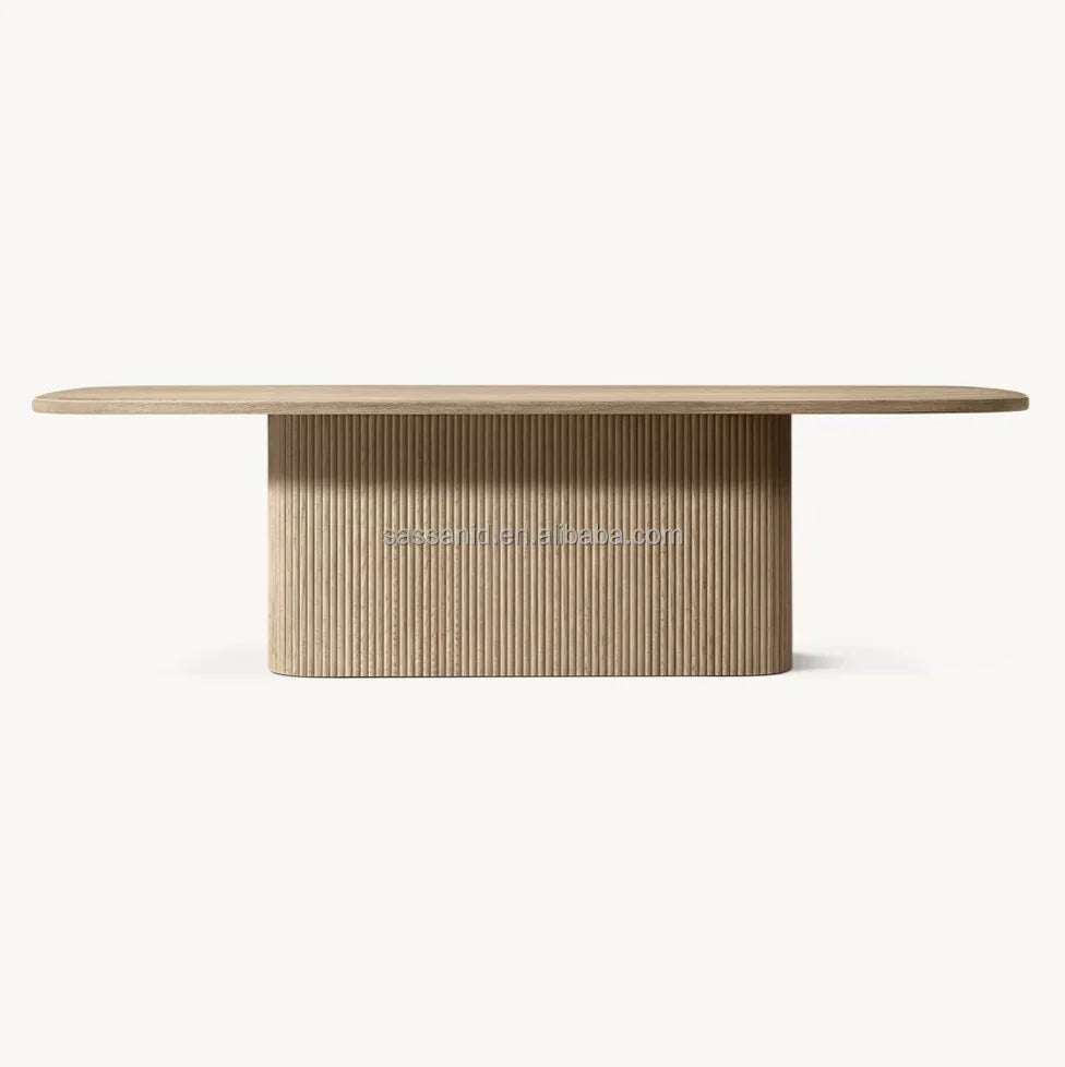 Italian Designer Dining Table – Wire-Brushed Solid Oak Rectangular Statement Piece