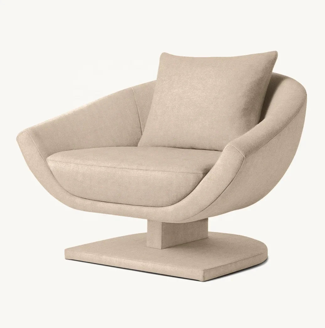 Lounge Chair Shell-like Silhouette – Fully Upholstered Fabric Modern Statement Piece