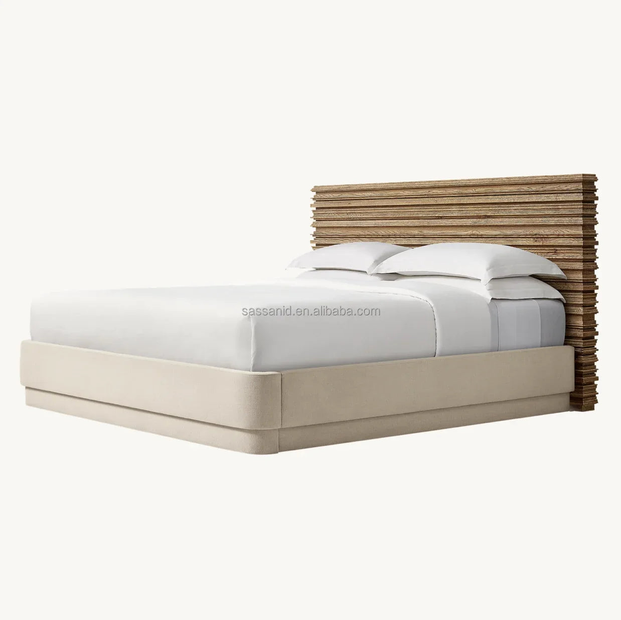 Neoclassical Swedish Panel Bed – Weathered Oak Modernist Statement Piece by Re Home