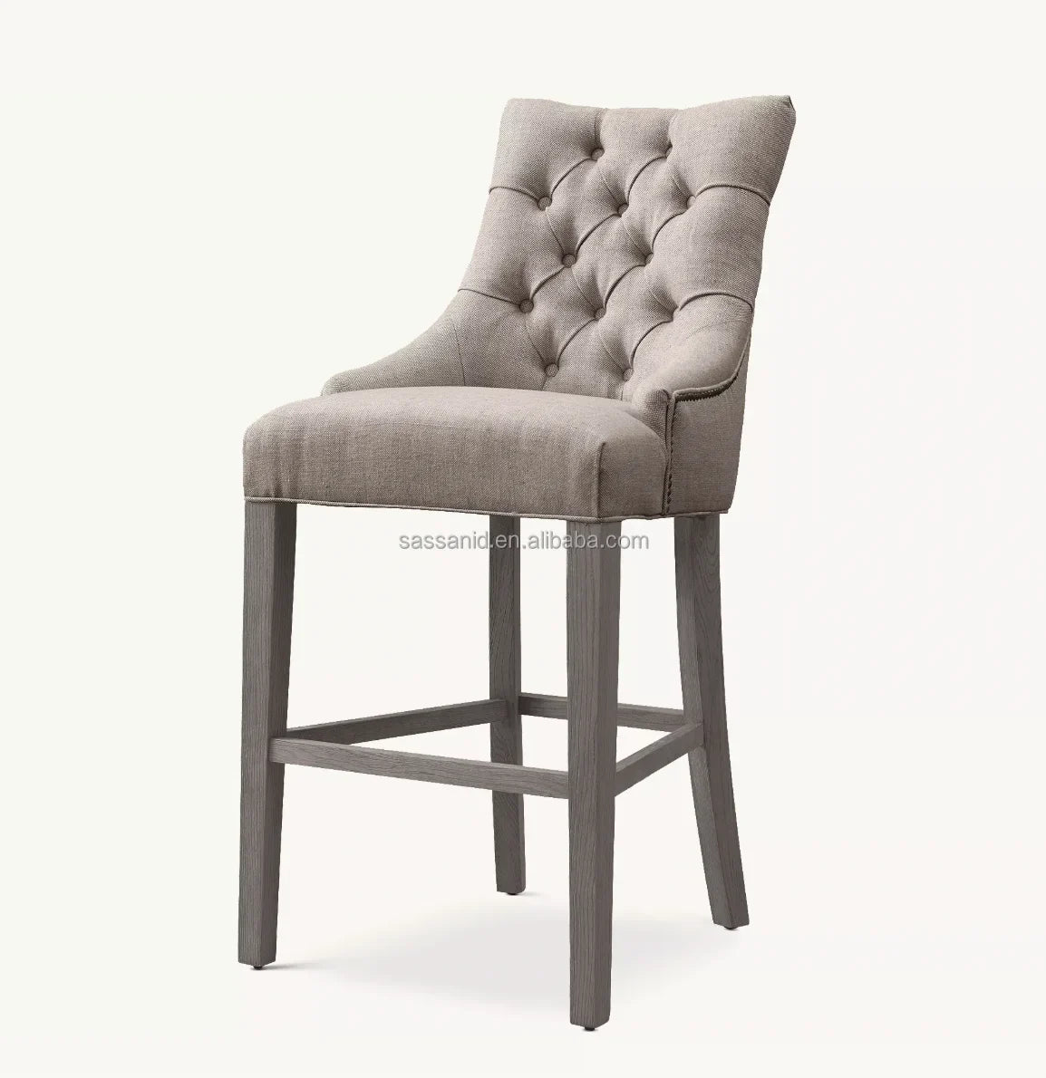Bar & Counter Stool Tufted Fabric Oak Martine – Mid-Century Designer Furniture