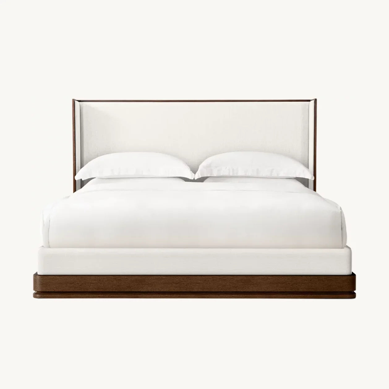 Sculptural Shelter Bed – Upholstered Panel Design in Brushed Oak – Modernist Statement Piece