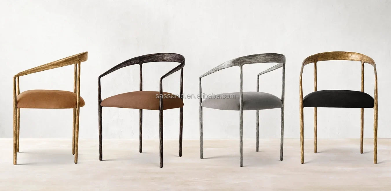 Thaddeus Curved Dining Armchair – Leather Upholstered European Designer Piece