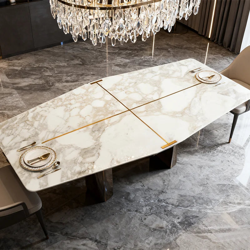 Luxury Rectangle Marble Dining Table Modern Italian Style for Villa
