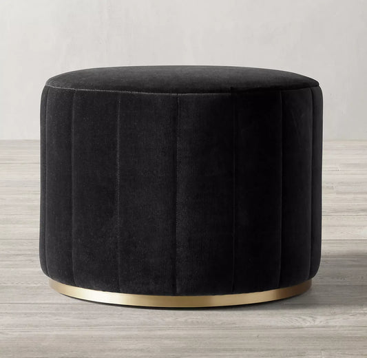 Round Tufted Ottoman – Mid-Century Inspired Velvet Statement Piece