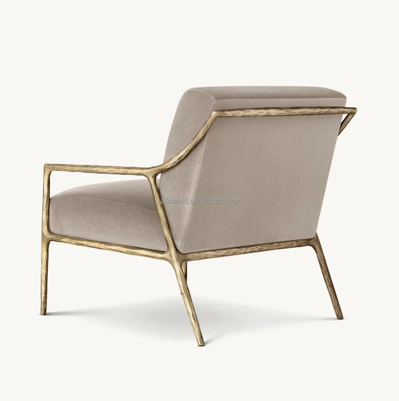Thaddeus Slope Arm Chair – Hand-Forged Solid Brass European Designer Statement Piece
