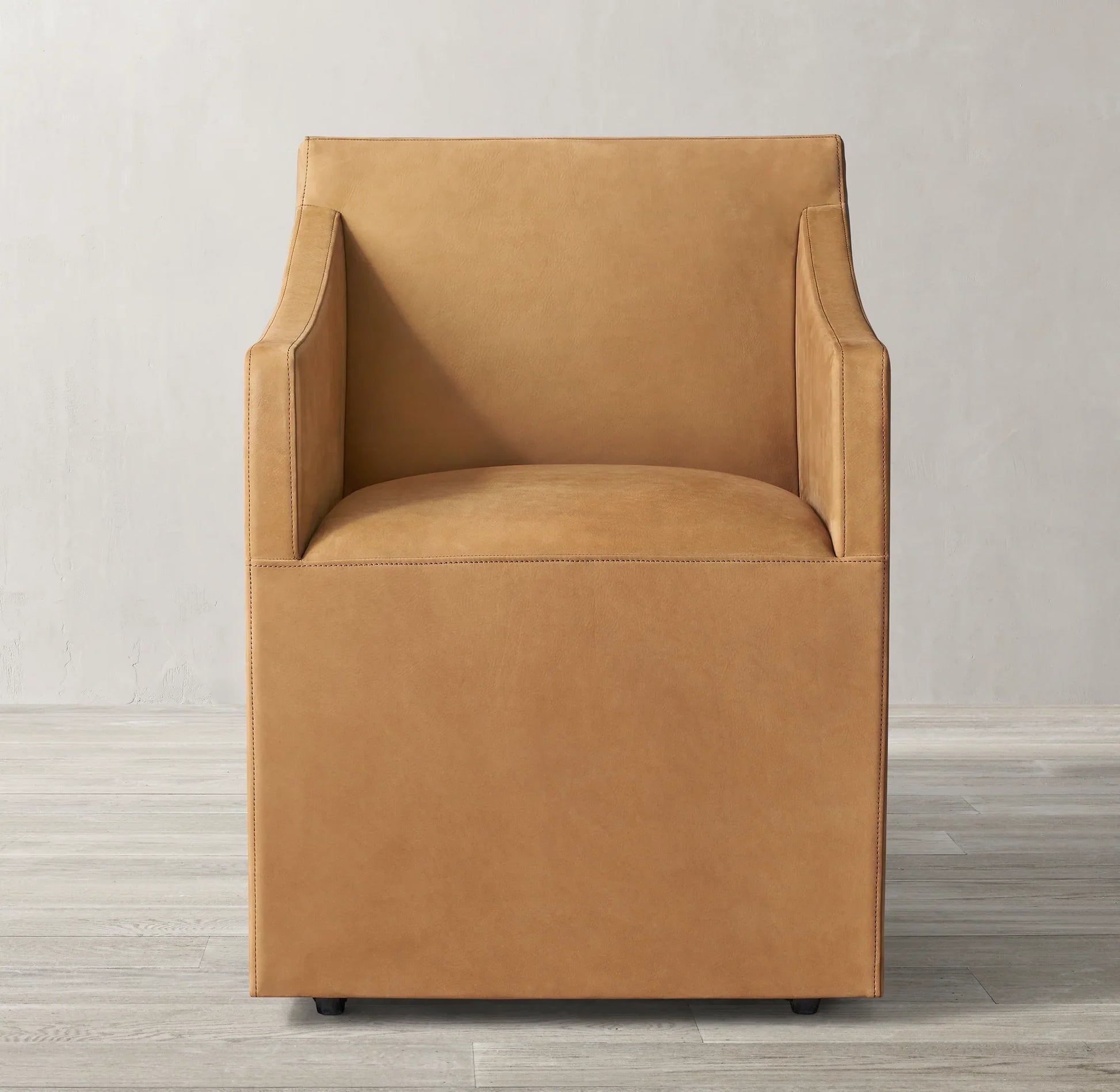 Ellison Slope Arm Dining Armchair – Leather and Solid Wood Modern Chair