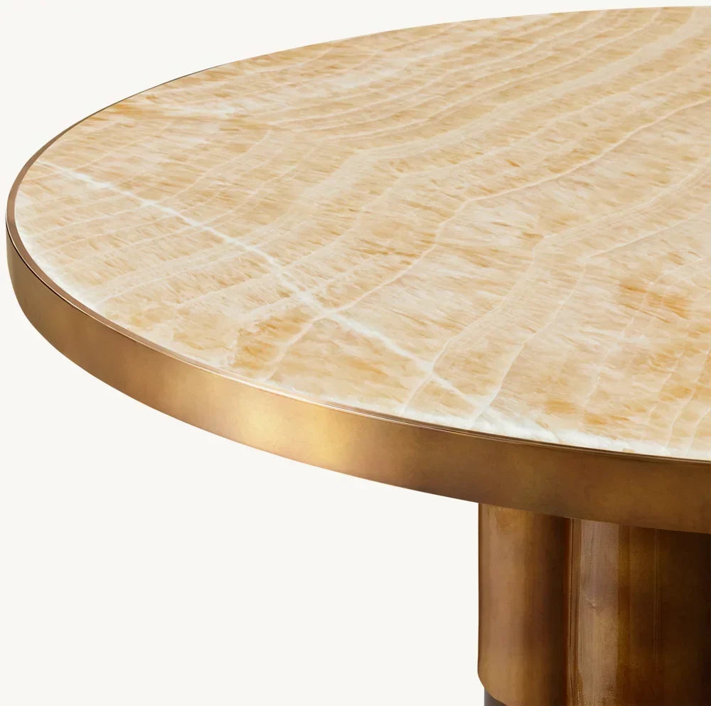 Round Onyx Dining Table 152cm – Luxury Mid-Century Statement Piece