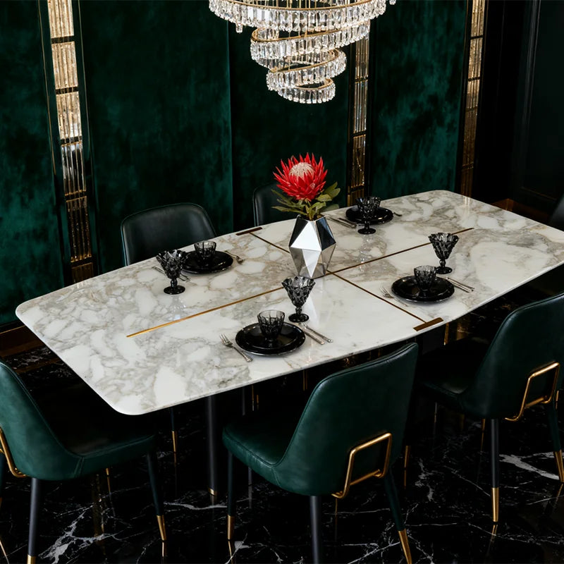 Luxury Rectangle Marble Dining Table Modern Italian Style for Villa