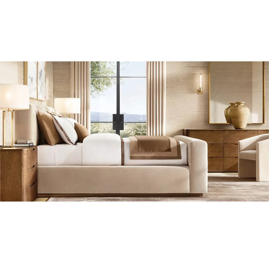 Vittorio Fabric Panel Platform Bed – Sculptural Upholstered Modernist Design