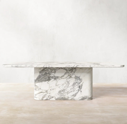 Rectangular Dining Table – Sculptural Italian Marble or Travertine Statement Piece