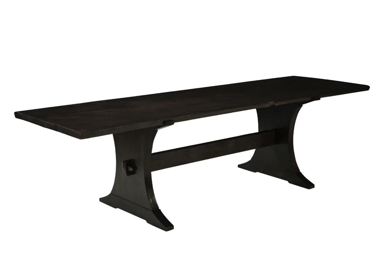 Dining Table – Trestle Base Walnut Finish Contemporary Farmhouse | 103389622278