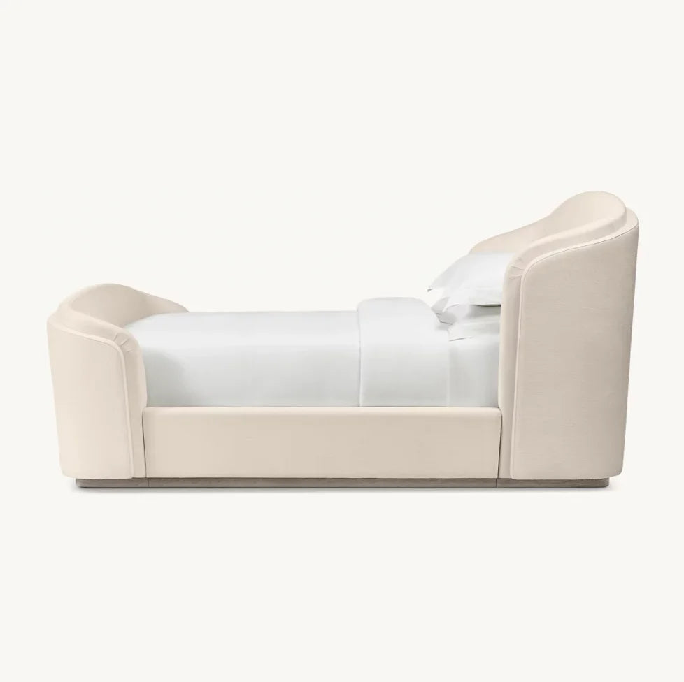Fabric Shelter Bed – Rice White Tufted Modern Design | 85311-455