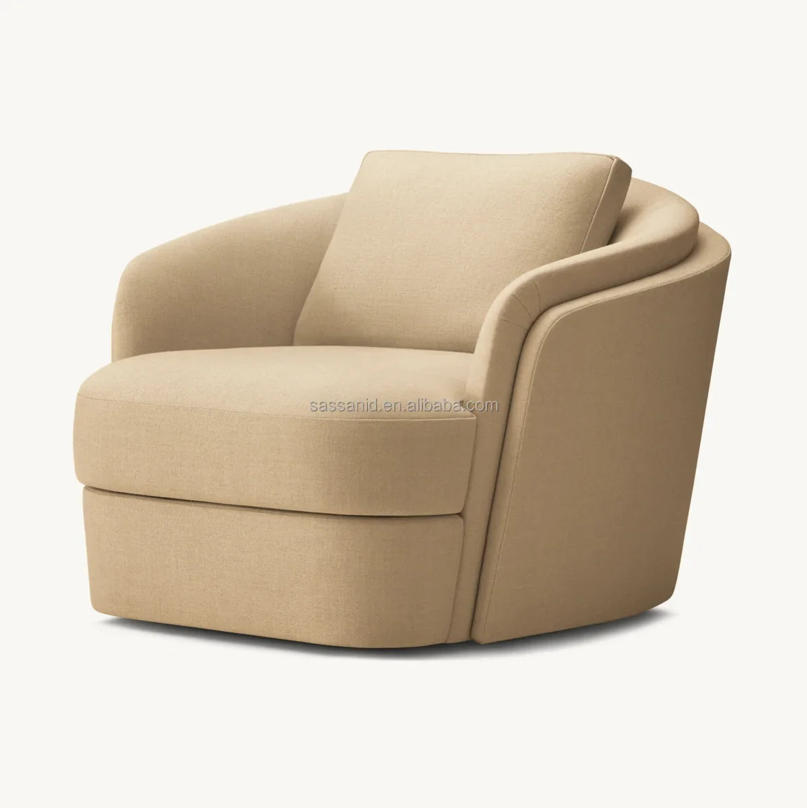 Sculptural Swivel Club Chair – Postmodern Performance Fabric Statement Piece C626