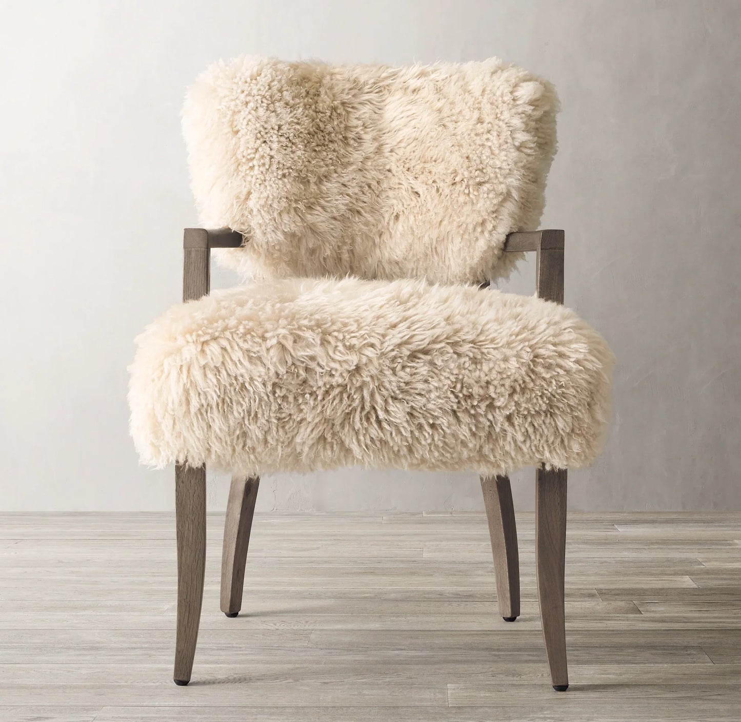 French 1940s Dining Armchair – Sheepskin & Solid Oak Contemporary Luxury