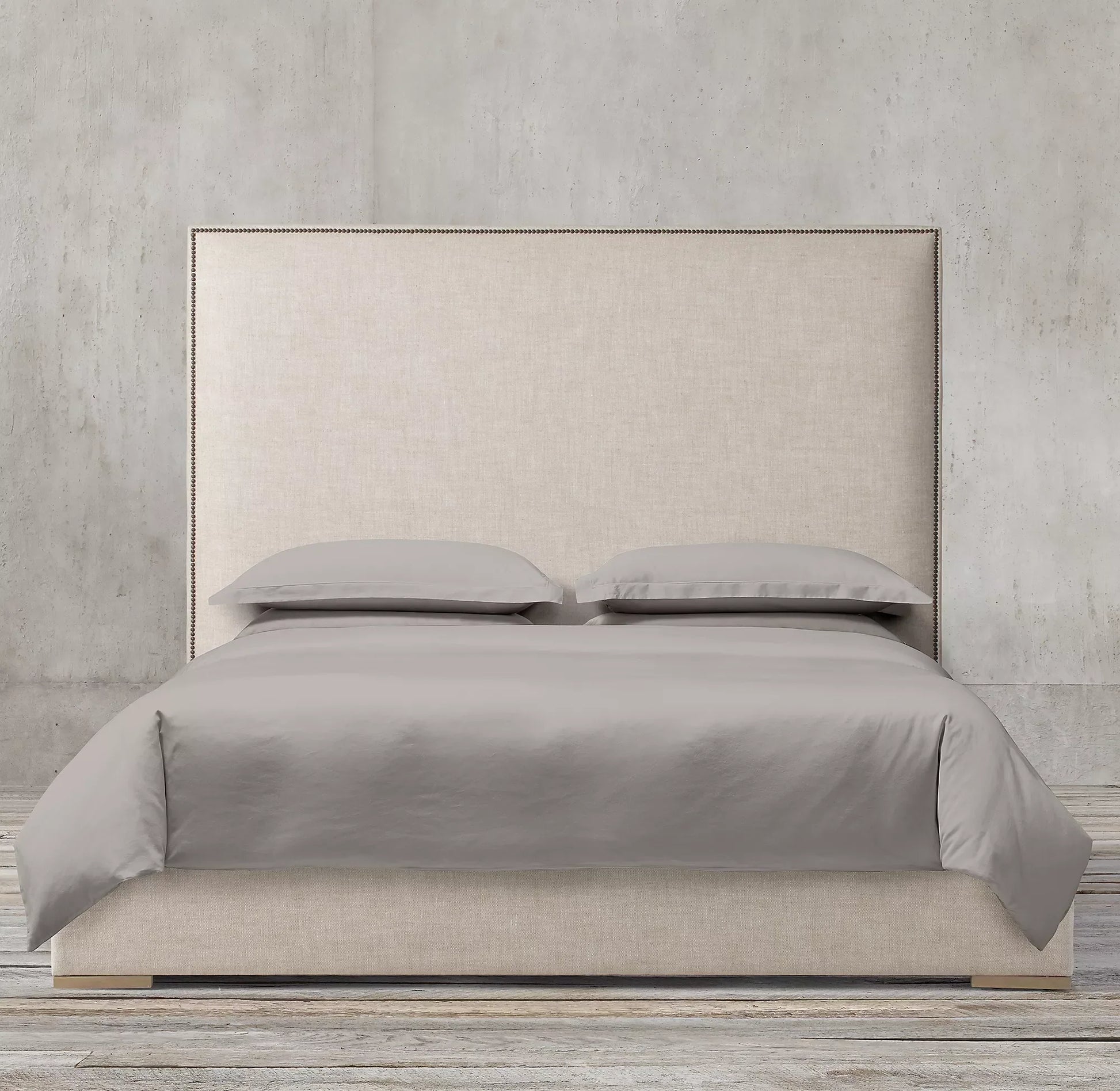 Upholstered Wing Bed – Fabric Panel Headboard in Oak – Italian Designer Furniture
