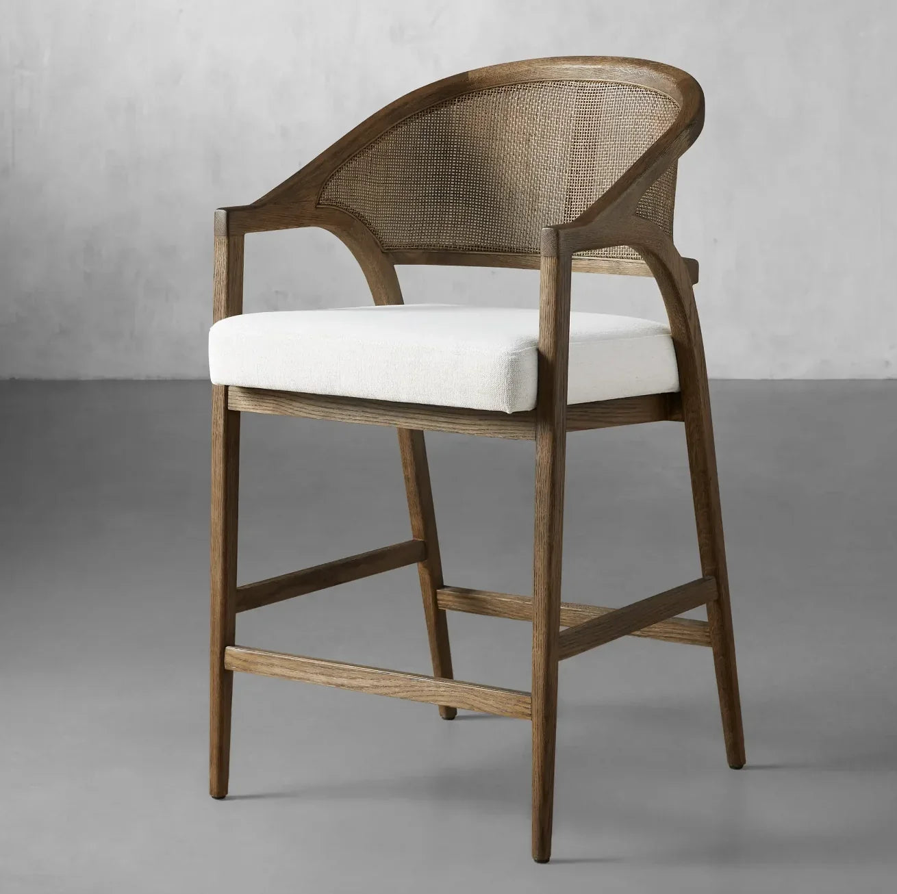 Danish Design Bar Stool – Cane Back Solid Oak Statement Piece | 1601258250674