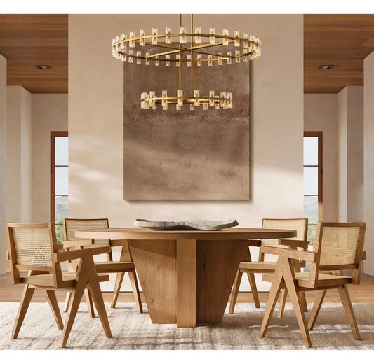 Round Dining Table – Handcrafted Solid American Oak, Brushed Artisan Modernist