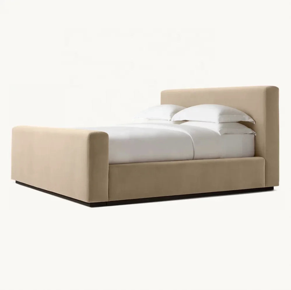 Vittorio Fabric Panel Platform Bed – Sculptural Upholstered Modernist Design