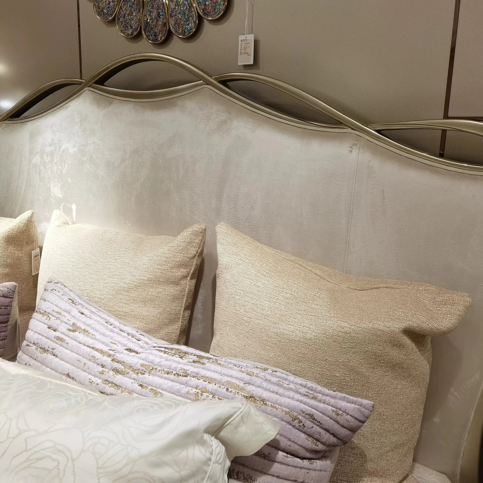 French Cream Upholstered Bed – Solid Birch Wood Frame | 26-148