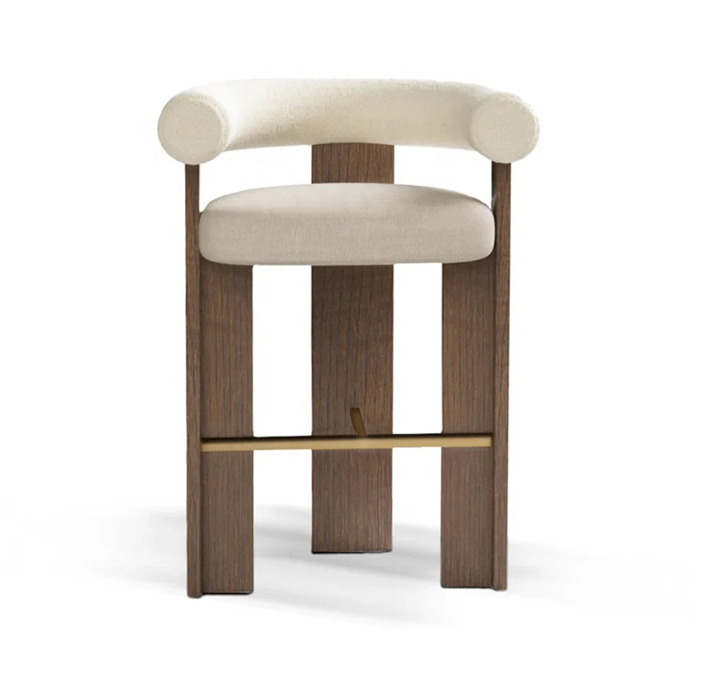 Mid-Century Modern Solid Oak Barstool – Architectural Statement Piece