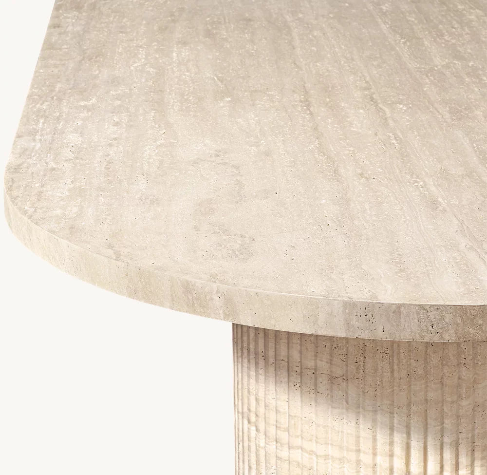 Byron Rectangular Dining Table – Italian Classico Travertine Art Deco Statement Piece