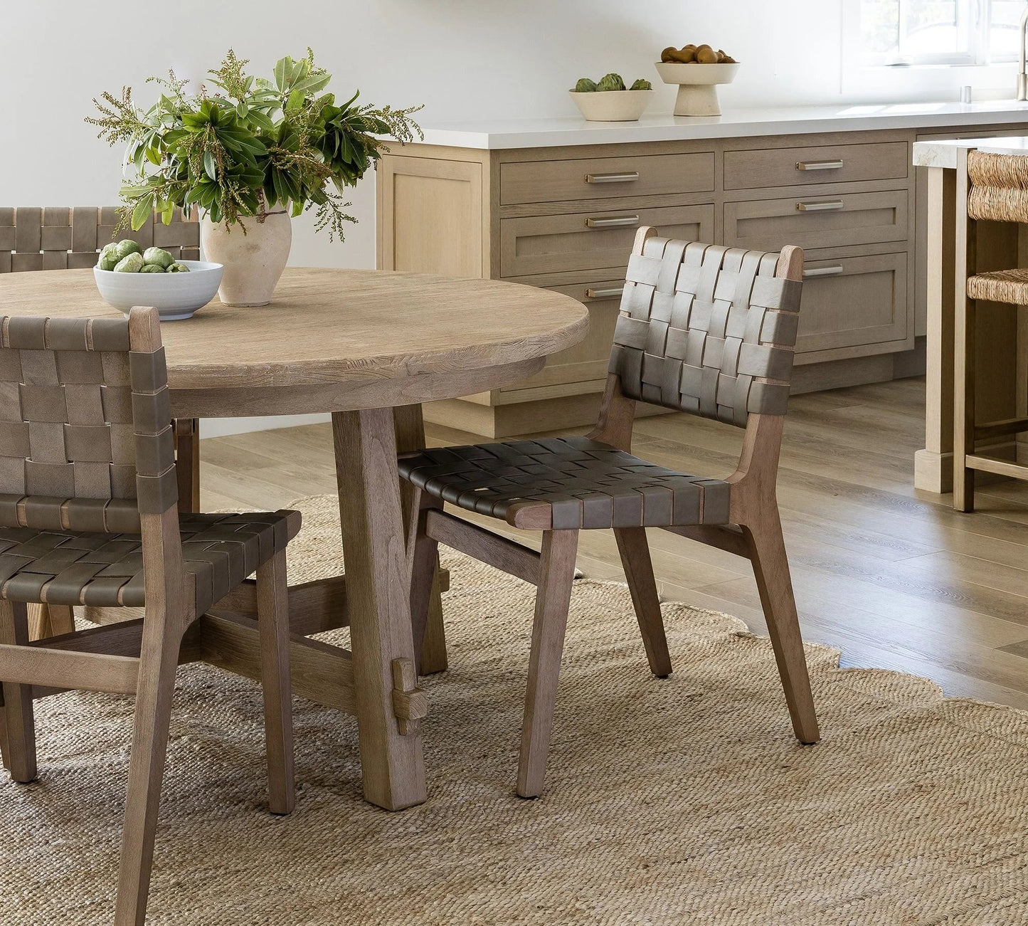 Dining Chair Woven Leather Oak White by Re Home – 85023-882