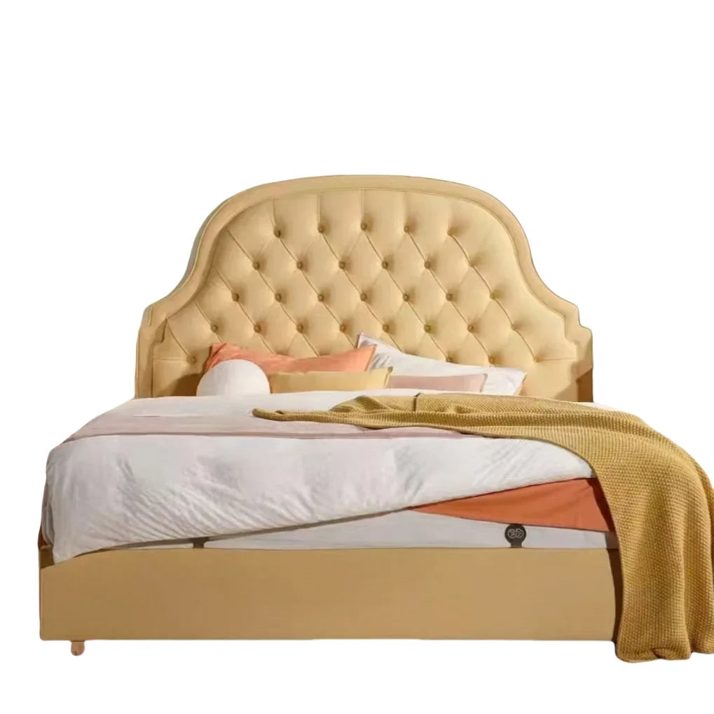 Leather Bed – Button-Tufted French Retro Modern Minimalist Statement Piece